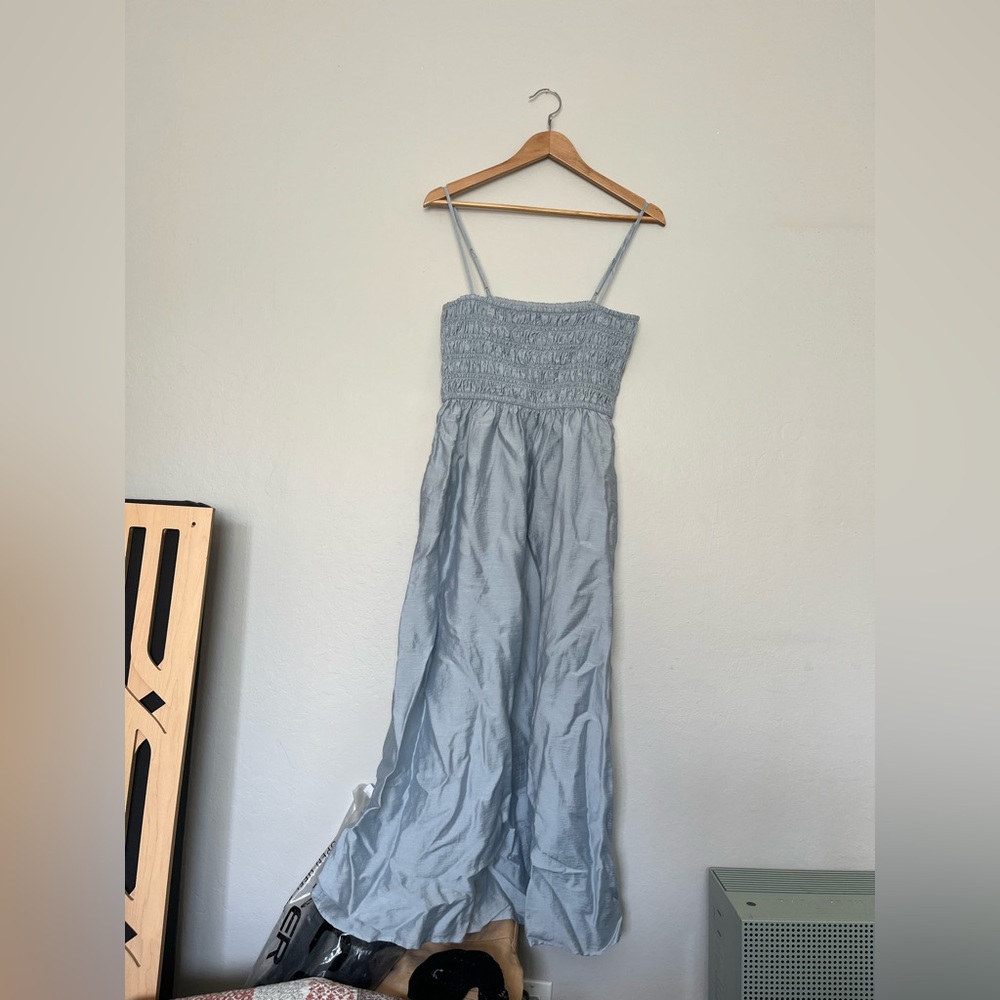 Madewell Theo Sleeveless Midi Dress in Light Blue